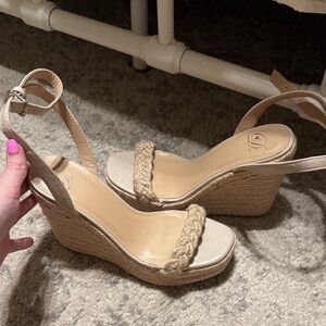 Elegant Beige Wedge Sandals